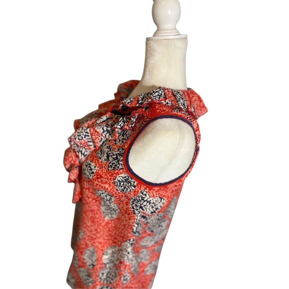 Tory Burch sleeveless, floral, ruffled neck blouse - 0 - Picture 2 of 8